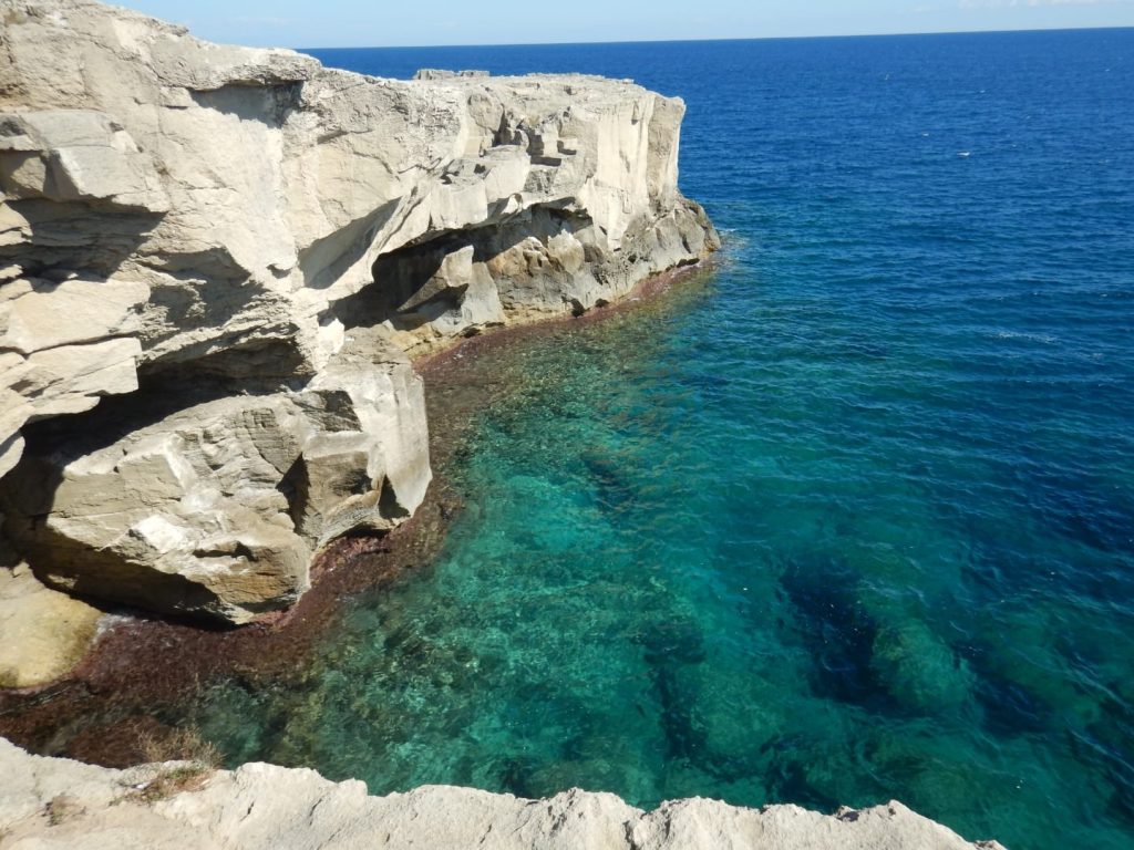 The rocky Adriatic coastline of Salento overlooking the sea